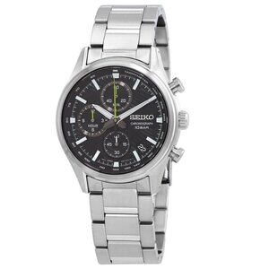 NWT Authentic Seiko Dress Chronograph Quartz Black Dial Men's Watch